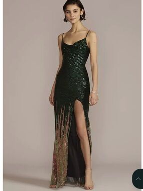 City Triangles Green to Bronze Sequin Ombre Dress